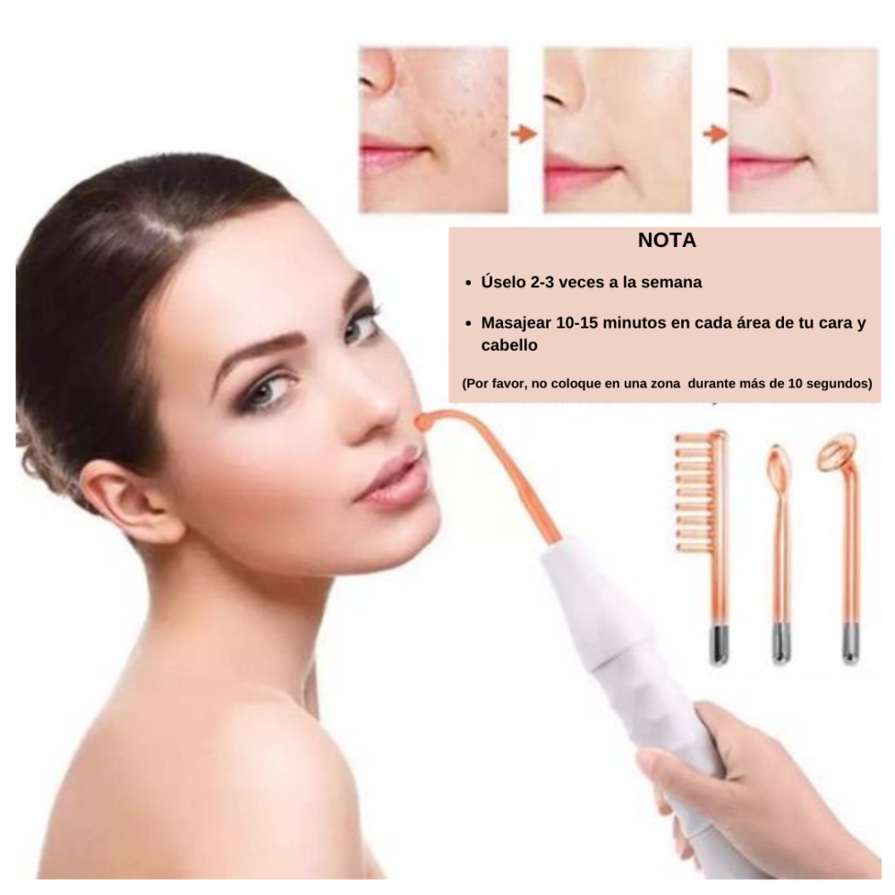 Disfruta de una piel más sana, luminosa y libre de imperfecciones con la tecnología de alta frecuencia.