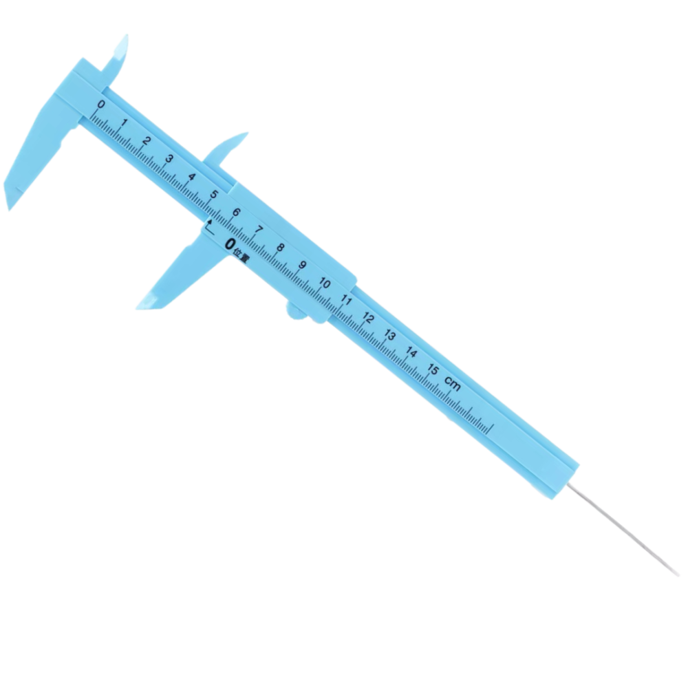 Regla pie de rey punta metálica Azul