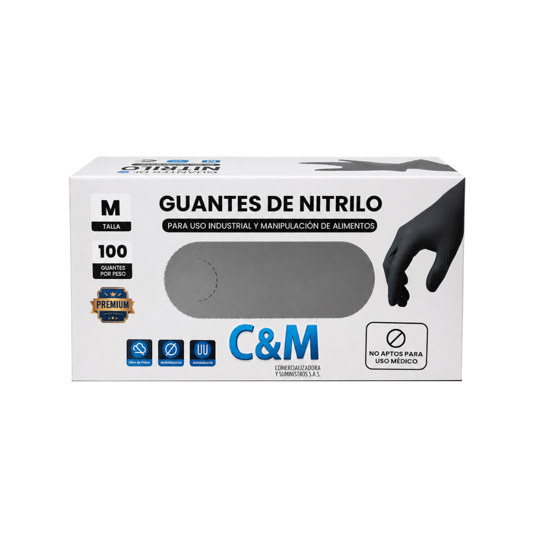 C&M Guantes Nitrilo Negros M